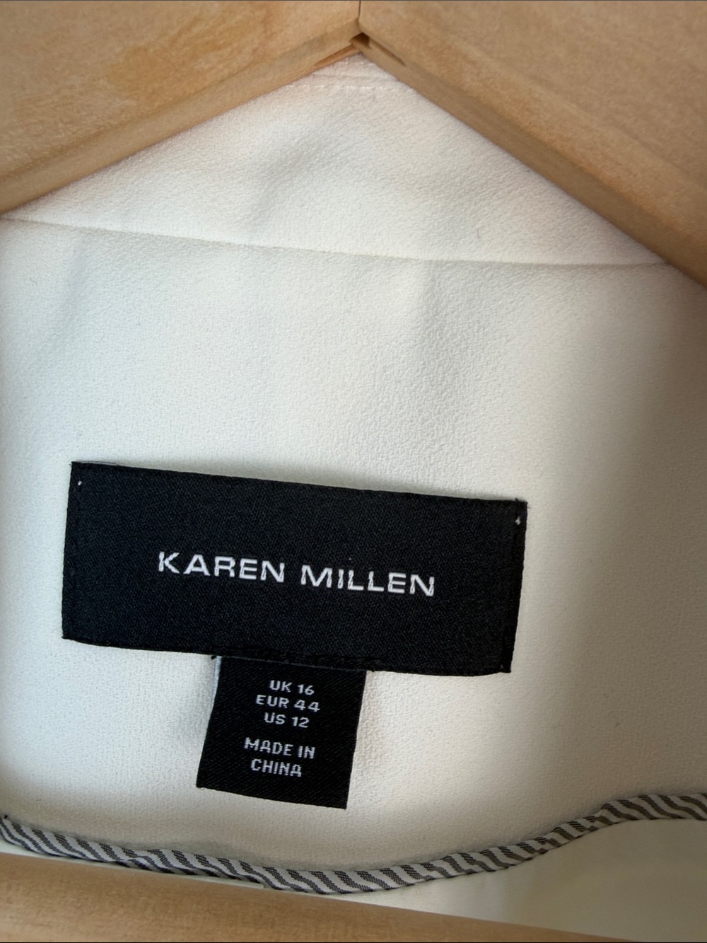 Karen Millen Tailored Crepe Blazer Ivory Structured Single Breasted Jacket Sz 12 - Picture 15 of 16